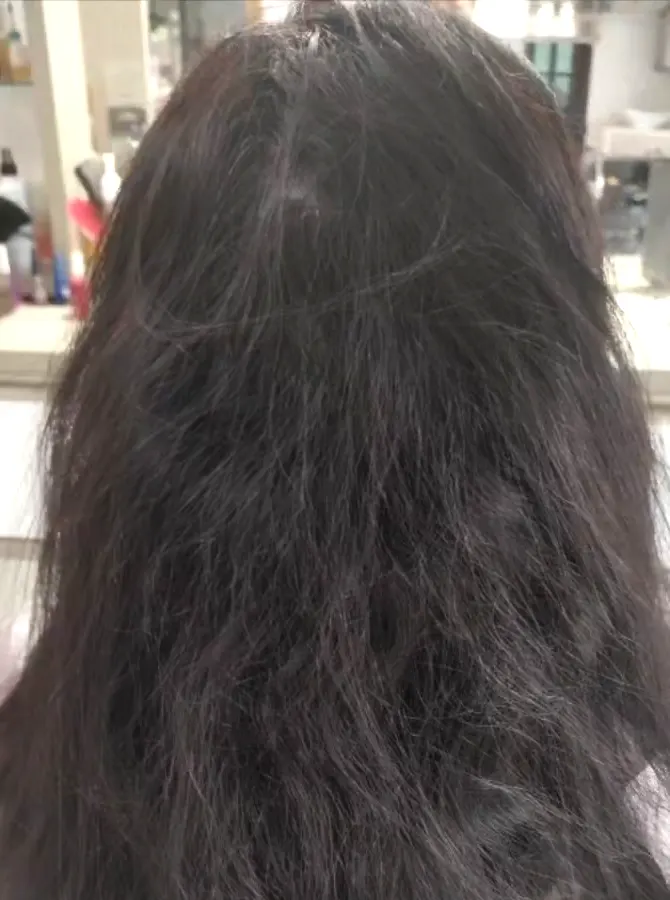 Cabelo antes do botox capilar no salão Flor Cabeleireira em Joinville
