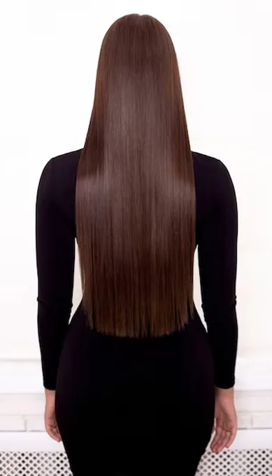 Cabelo alinhado e com brilho após selagem capilar em Joinville